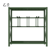 乙壬消防铁锹镐农具摆放架安保装备器材存放架军绿色拆装盾牌货架锹镐架2000*600*2000[工厂现做 7天内发货]