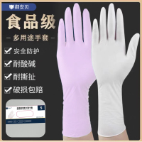御安贝 一次性丁腈手套加长加厚 防滑耐磨 防水耐用手套抽取式30只装粉色 L码