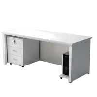 现代简约职员桌单人办公桌工作组合柜白色140*70*74CM含抽屉柜