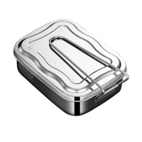 十方嘉高档304不锈钢双格饭盒配勺子筷子