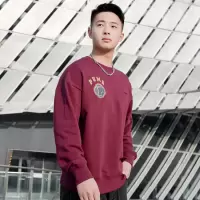 PUMA彪马卫衣男女装23春夏新款户外运动透气时尚大LOGO打底套头衫上衣 622275-42/紫红色/刺绣logo