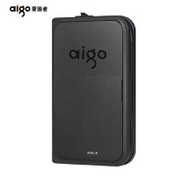 爱国者(aigo)HD806 2TB USB3.0 黑色移动硬盘 机线一体 防震抗摔