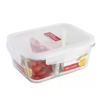 乐扣乐扣(LOCK&LOCK) 分隔玻璃保鲜盒微波炉密封容器饭盒便当盒 LLG429C(2分隔)630ML