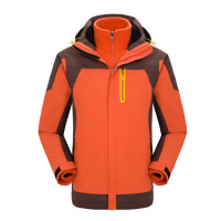 户外服装冲锋衣防水透气男女款登山服加厚保暖工作服( 冲锋衣橘色-男 3XL )