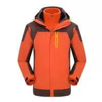户外服装冲锋衣防水透气男女款登山服加厚保暖工作服( 冲锋衣橘色-男 3XL )