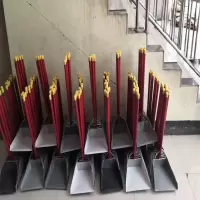 一痕沙 不锈钢簸箕环卫物业垃圾铲长柄单个铁簸箕垃圾斗