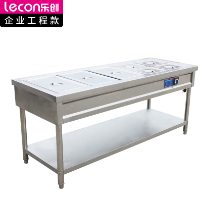 乐创 lecon 商用平板保温售饭台 五格不锈钢恒温车 LC-J-SFT05