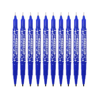 油性小双头记号笔光盘笔不可擦双头粗细勾线描边笔YYTS5 蓝色 10支装