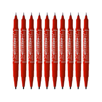 油性小双头记号笔光盘笔不可擦双头粗细勾线描边笔YYTS5 红色 10支装