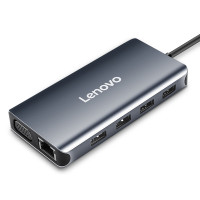 联想 lenovo Type-C扩展坞 LX0808 USB-C转HDMI/VGA转接头网线接口转换器苹果电脑拓展坞