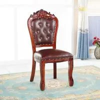 GRANDMEY 椅子木头欧式餐椅家用书房椅子 490*480*1040mm/把
