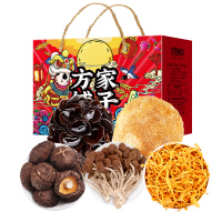 方家铺子 山奇珍馐菌菇干货节日礼盒734g/礼盒装 香菇 黑木耳 茶树菇 猴头菇 蛹虫草 年货礼品礼盒 企业团购送礼礼盒