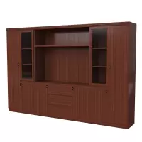 八门带三抽博古架书柜 HX-WJG15 3000*420*2000mm 新胡桃 货期5-10天