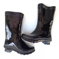 橡胶雨鞋黑色高筒