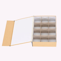 一痕沙印章保管盒厚10CM12格档案盒棉布包边一体成型硬板盒