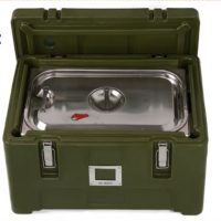 金博尔 30L食品保温箱 熟食快餐外送保温箱 军绿色空箱配1格 盘