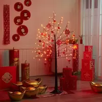 新年节日装饰摆件LED灯发财树
