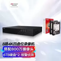 海康威视 DS-7908N-R4 硬盘录像机 8路4盘位4K高清 含2块监控级6T硬盘 不含安装,不含辅材配件 一台装