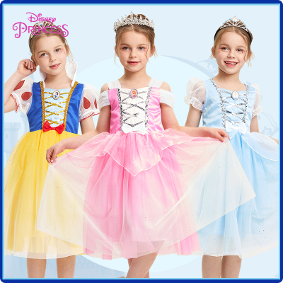 迪士尼正版公主裙裙子女童夏装新款洋气纱裙儿童演出服装