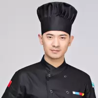 德意思厨师工作帽棉布男女士松紧黑色