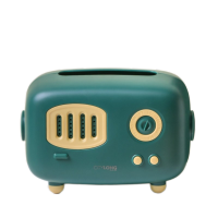 禧天龙 收音机式客厅纸巾盒 莲白色 /复古绿 /复古黄赠弹簧板易抽取抽纸盒 桌面创意收纳盒H-7283颜色随机