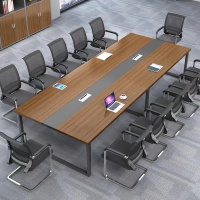 会议桌长桌简约现代办公桌椅组合小型会议室洽谈桌长条桌子工作台定制款3600*1800*750mm密度纤维板 厚25mm