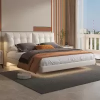 梵宜 意式极简布艺双人床悬浮床现代简约轻奢主卧网红奶油悬空床