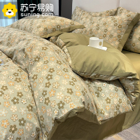 A类水洗棉麻四件套小碎花被套床单被罩非全棉纯棉床上三件套