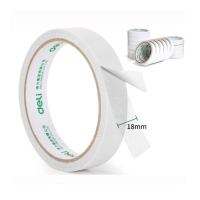 得力30402棉纸双面胶带18mm*10y*80um(16卷/袋)白