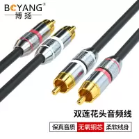 博扬 双莲花头音频线 发烧级同轴RCA公对公 电脑电视接音响功放线BY-2RCA-JJ-8M
