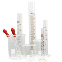 万德广联BY-246310/25/50/100ml玻璃烧杯量筒套装 3个烧杯+4个量筒+2个红头胶头滴管