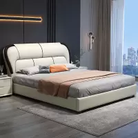 梵宜 现代简约科技布床1.8米双人轻奢风纳帕皮床主卧大床储物婚床