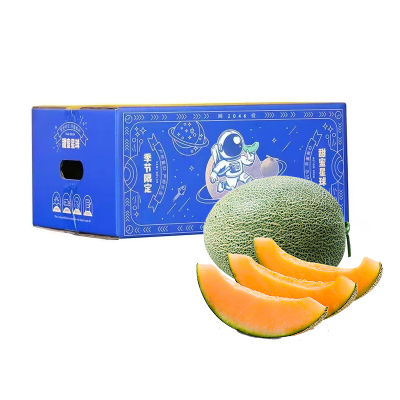 [苏鲜生]礼盒装 新鲜哈密瓜 净重4.5斤 1-2个左右 应季水果 新鲜甜瓜 鲜果 西沛水果