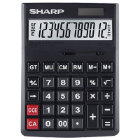 夏普 CH-D12(黑)BK 计算器商务办公计算器中号桌面计算器大屏大按键计算器双电源计算器