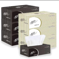 清风B338A2黑色硬盒装面巾抽纸商务原木浆[2层200抽/盒*9盒/箱]