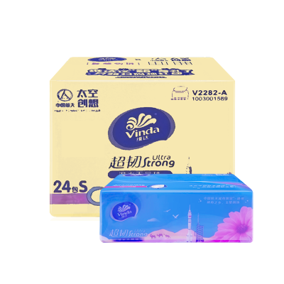 维达(Vinda) 维达超韧抽纸3层110抽整箱24包家用餐巾擦手纸小规格软包卫生 纸抽