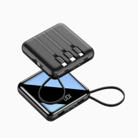 慈慈 充电宝超大容量自带线2万毫安三合一迷你超薄小巧便携 黑色