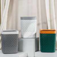嘉创优品 家用垃圾桶大容量创意仿藤编复古北欧风客厅厨房卫生间带压圈纸篓2只装