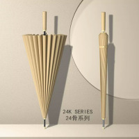 嘉创优品 长柄直杆伞 家用大号加固结实抗风暴雨专用伞24骨自动 卡其色