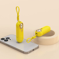 慈慈 胶囊充电宝超薄小巧便携式迷你小型快充自带线Type-C接口手机无线应急移动电源 5000mAh 黄色