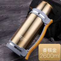 嘉创优品 保温壶户外旅行便携304不锈钢热水壶车载大号杯家用暖壶 香槟色大容量2.6升