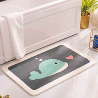 嘉创优品 卡通地垫门垫地毯卧室门口卫生间浴室防滑垫家用进门脚垫卫浴垫子 40*60CM[小海豚-薄款]