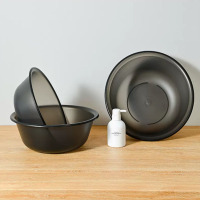 芳美达 透明白色加厚塑料脸盆 中号 单个装 蓝色