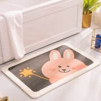 嘉创优品 卡通地垫门垫地毯卧室门口卫生间浴室防滑垫家用进门脚垫卫浴垫子60*90CM[星星兔-薄款]