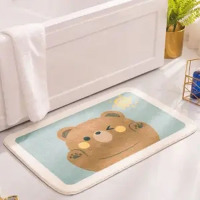 嘉创优品 卡通地垫门垫地毯卧室门口卫生间浴室防滑垫家用进门脚垫卫浴垫子60*90CM[太阳熊-薄款]