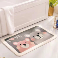 嘉创优品 卡通地垫门垫地毯卧室门口卫生间浴室防滑垫家用进门脚垫卫浴垫子80*120CM熊玉兔-薄款]