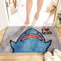 嘉创优品 卡通地垫门垫地毯卧室门口卫生间浴室防滑垫家用进门脚垫卫浴垫子 50*80CM[要抱抱-厚款长毛]