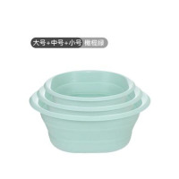 嘉创优品 便携式可折叠洗脸盆旅行压缩盆 大中小各一个 橄榄绿