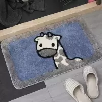 嘉创优品 卡通地垫门垫地毯卧室门口卫生间浴室防滑垫家用进门脚垫卫浴垫子 60*90CM[长颈鹿-厚款长毛]