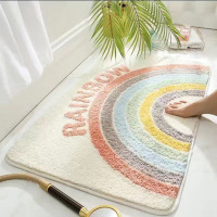嘉创优品 卡通地垫门垫地毯卧室门口卫生间浴室防滑垫家用进门脚垫卫浴垫子 80*120CM [彩虹-厚款长毛]